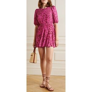 Rhode Georgia‎ gathered printed crepe de chine mini dress Size XL